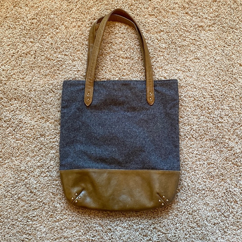 Lauren Merkin Grey and Brown Tweed Tote